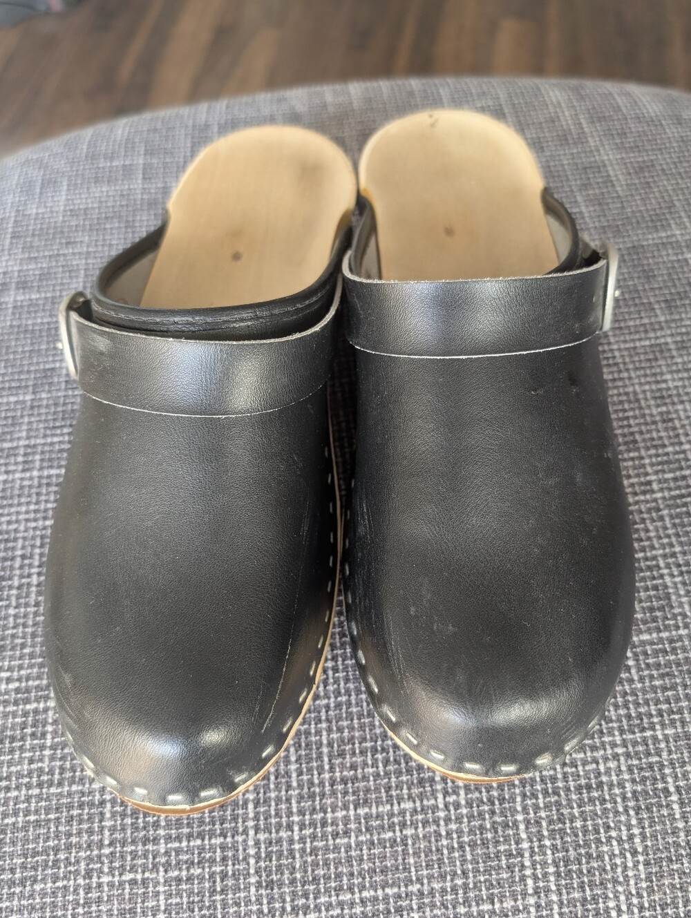 Wooden Leather Swedish Clogs - Picture 2 of 8
